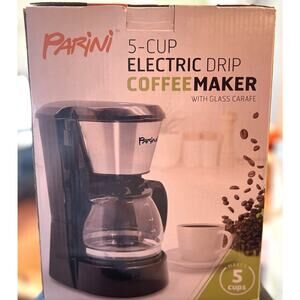 NEW IN BOX Parini 5-Cup Electric Coffee Maker With Glass Carafe & Refill Filter